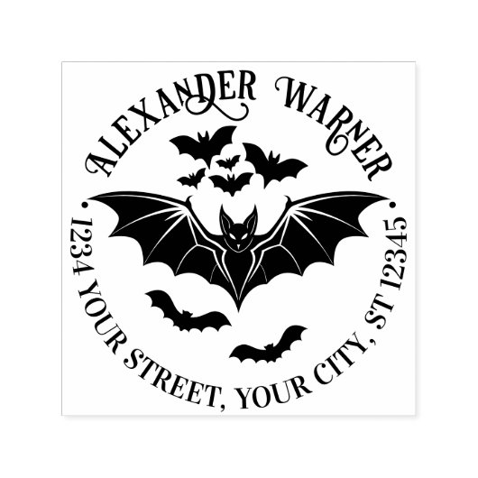 不気味飛んでいるこうもり名差出人住所 セルフインキングスタンプ (デザイン)