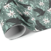 不気味飛んでいるで魔法の流れのあるカラスとカラス ラッピングペーパー (ロールコーナー)