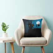 不気味飛んでいる魔女：はっきりした白黒 クッション (椅子)