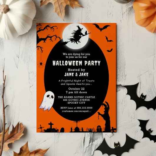 不気味魔女オンザムーンオレンジハローウィンパーティ 招待状