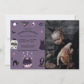 不気味魔女ハロウィーン誕生日パーティー写真 招待状 (正面)