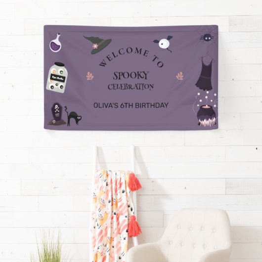不気味魔女ハロウィーン誕生日パーティー 横断幕 (インサイチュ)