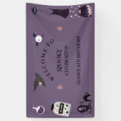 不気味魔女ハロウィーン誕生日パーティー 横断幕 (縦)