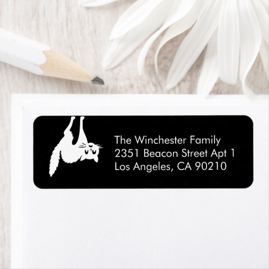 不気味黒猫おかしなハロウィーン差出人住所 ラベル (インサイチュ)