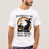 不気味黒猫とカボチャのハロウィーン Tシャツ (正面)