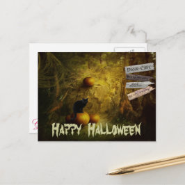 不気味黒猫カボチャのハロウィーン ポストカード