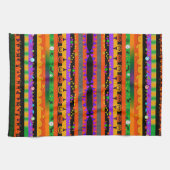 不気味黒猫カボチャストライプン キッチンタオル (横)