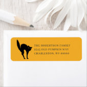 不気味黒猫ハロウィーン差出人住所 ラベル (インサイチュ)