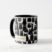 不気味黒猫名前をカスタムするハッピーハローウィン マグカップ (正面左)