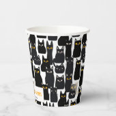 不気味黒猫名前をカスタムするハッピーハローウィン 紙コップ (左)