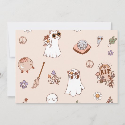 不気味1ハロウィンかわいい幽霊1stバースデーフォト 招待状 (裏面)