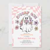 不気味1ハロウィンフローラ幽霊1st誕生日 招待状 (正面)