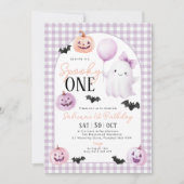 不気味1ハロウィン幽霊パープル1日 招待状 (正面)