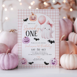 不気味1ハロウィン幽霊ピンク1日 招待状