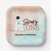 不気味1ハロウィン幽霊少年1歳のパーティー ペーパープレート (正面)