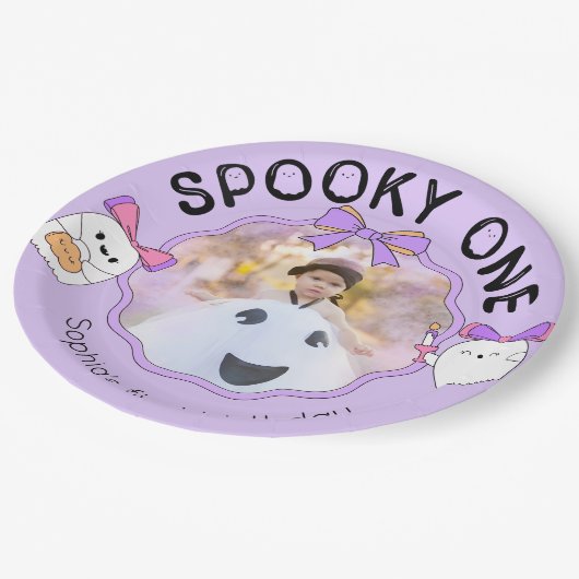 不気味1ハロウィン誕生日写真 ペーパープレート (アングル)