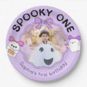 不気味1ハロウィン誕生日写真 ペーパープレート (正面)