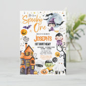 不気味1ハロウィン1歳の誕生日コスチュームパーティー 招待状 (スタンド正面)