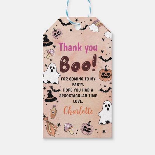 不気味1ハロウィン1歳の誕生日パーティー ギフトタグ (正面)