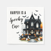 不気味1ハロウィン1歳の誕生日パーティー スタンダードカクテルナプキン (正面)