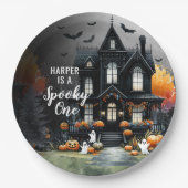 不気味1ハロウィン1歳の誕生日パーティー ペーパープレート (正面)