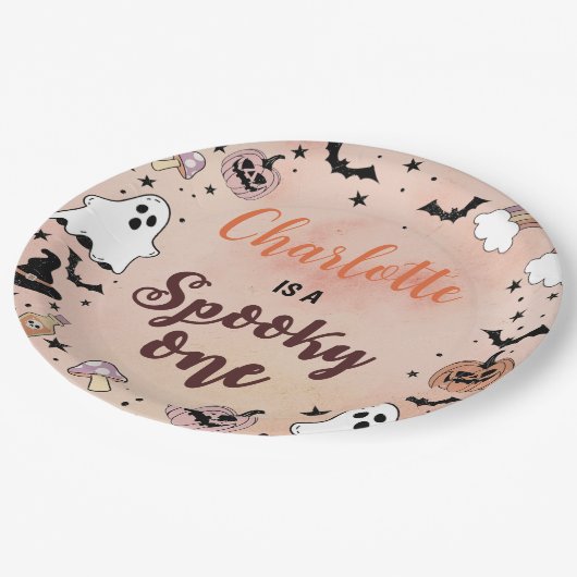 不気味1ハロウィン1歳の誕生日パーティー ペーパープレート (アングル)