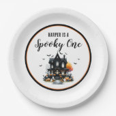 不気味1ハロウィン1歳の誕生日パーティー ペーパープレート (正面)