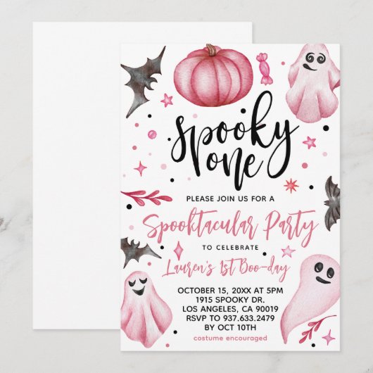 不気味1ハロウィン1歳 招待状 (正面/裏面)