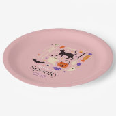 不気味1ハロウィーンのモチーフピンク1歳 ペーパープレート (アングル)