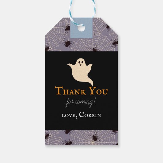 不気味1ハロウィーンのモチーフ青1歳の誕生日 ギフトタグ (裏面)