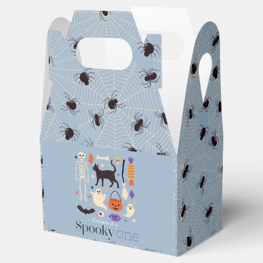 不気味1ハロウィーンのモチーフ青1歳の誕生日 フェイバーボックス (オープン)