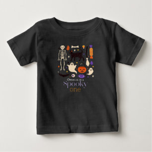 不気味1ハロウィーンのモチーフ黒1歳の誕生日 ベビーTシャツ