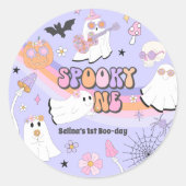 不気味1ハロウィーングルービー幽霊1st誕生日 ラウンドシール (正面)