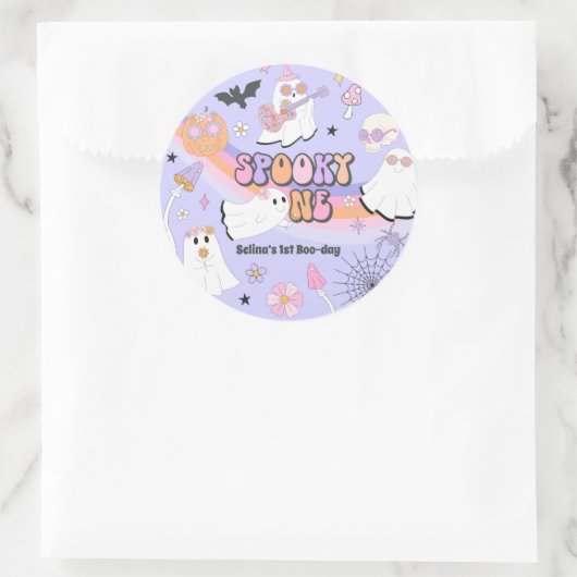 不気味1ハロウィーングルービー幽霊1st誕生日 ラウンドシール (バッグ)