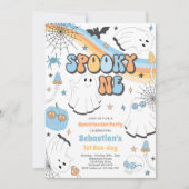 不気味1ハロウィーングルービー幽霊1st誕生日 招待状 (正面)