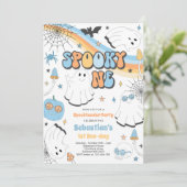 不気味1ハロウィーングルービー幽霊1st誕生日 招待状 (スタンド正面)
