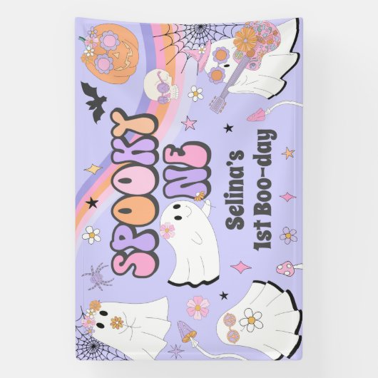 不気味1ハロウィーングルービー幽霊1st誕生日 横断幕 (縦)