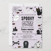 不気味1ハロウィーンツインの誕生日パーティー 招待状 (正面)