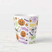 不気味&おもしろいパンプキンカラフル- Halloween Pattern カフェラテマグ (正面)