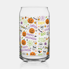 不気味&おもしろいパンプキンカラフル- Halloween Pattern ガラス缶