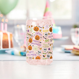 不気味&おもしろいパンプキンカラフル- Halloween Pattern ガラス缶