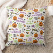 不気味&おもしろいパンプキンカラフル- Halloween Pattern クッション (ブランケット)