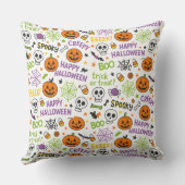 不気味&おもしろいパンプキンカラフル- Halloween Pattern クッション (裏面)