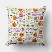 不気味&おもしろいパンプキンカラフル- Halloween Pattern クッション (正面)