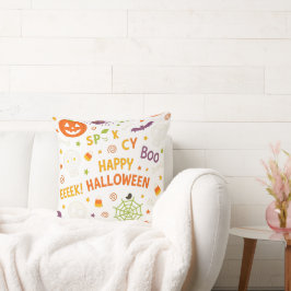 不気味&おもしろいパンプキンカラフル- Halloween Pattern クッション