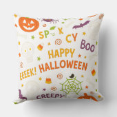 不気味&おもしろいパンプキンカラフル- Halloween Pattern クッション (裏面)