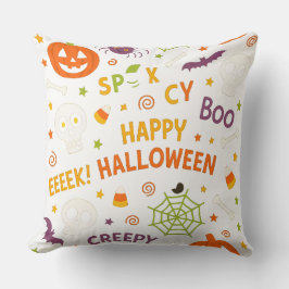 不気味&おもしろいパンプキンカラフル- Halloween Pattern クッション