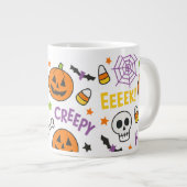 不気味&おもしろいパンプキンカラフル- Halloween Pattern ジャンボコーヒーマグカップ (正面右)
