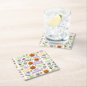 不気味&おもしろいパンプキンカラフル- Halloween Pattern スクエアペーパーコースター (インサイチュ)