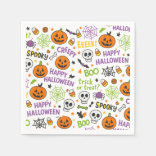不気味&おもしろいパンプキンカラフル- Halloween Pattern スタンダードカクテルナプキン